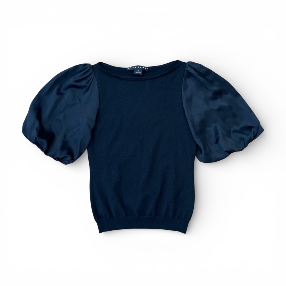 Ralph Lauren Black Label Silk Balloon Sleeves & Cashmere Top